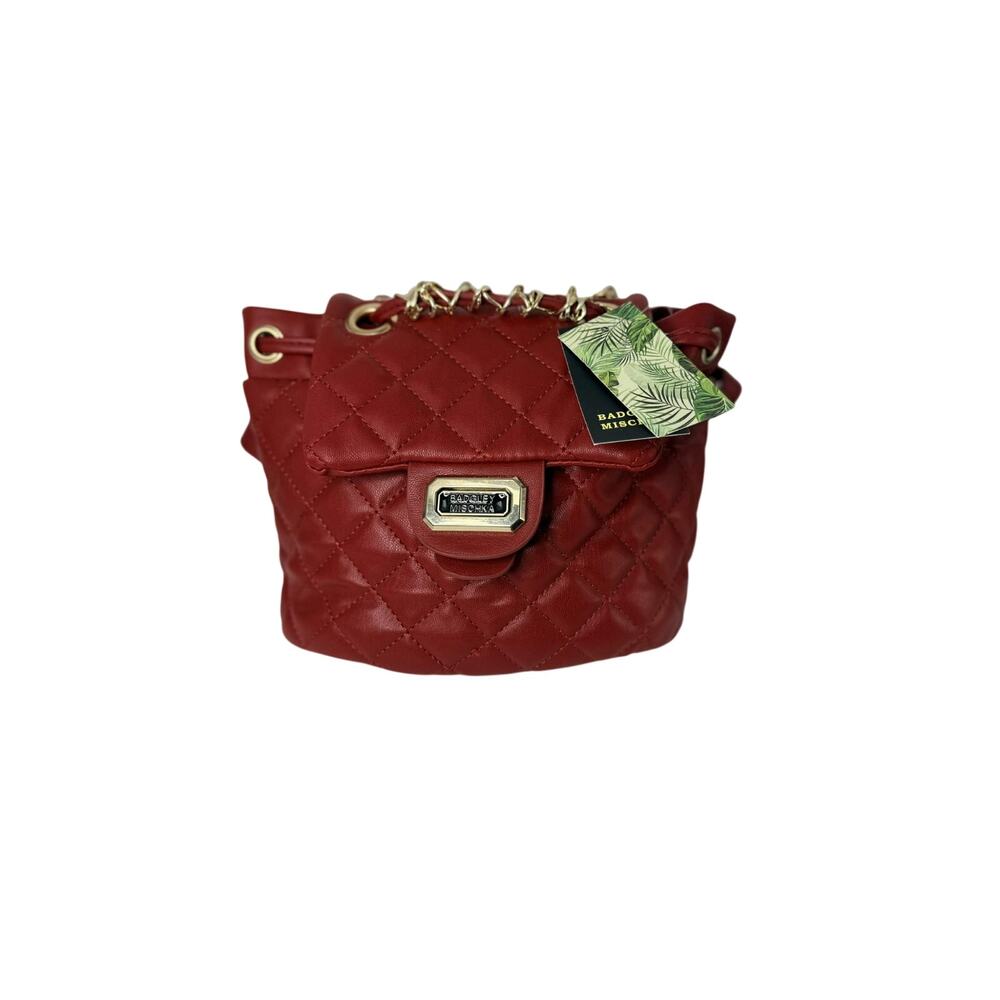 NWT Badgley Mischka Micro Mini Quilted Convertible Backpack Purse – Cherry Red